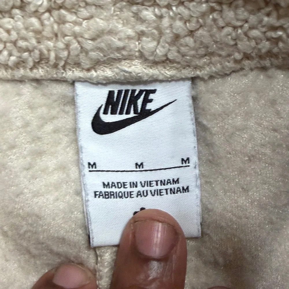 Nike Girls Sherpa Fleece Joggers Beige Oatmeal Borg Pants Medium M